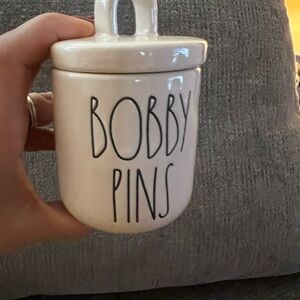 Rae Dunn White Bobby Pins Jar